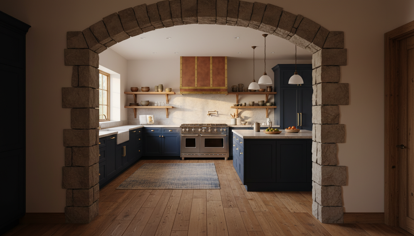 Spacious kitchen with dramatic archway