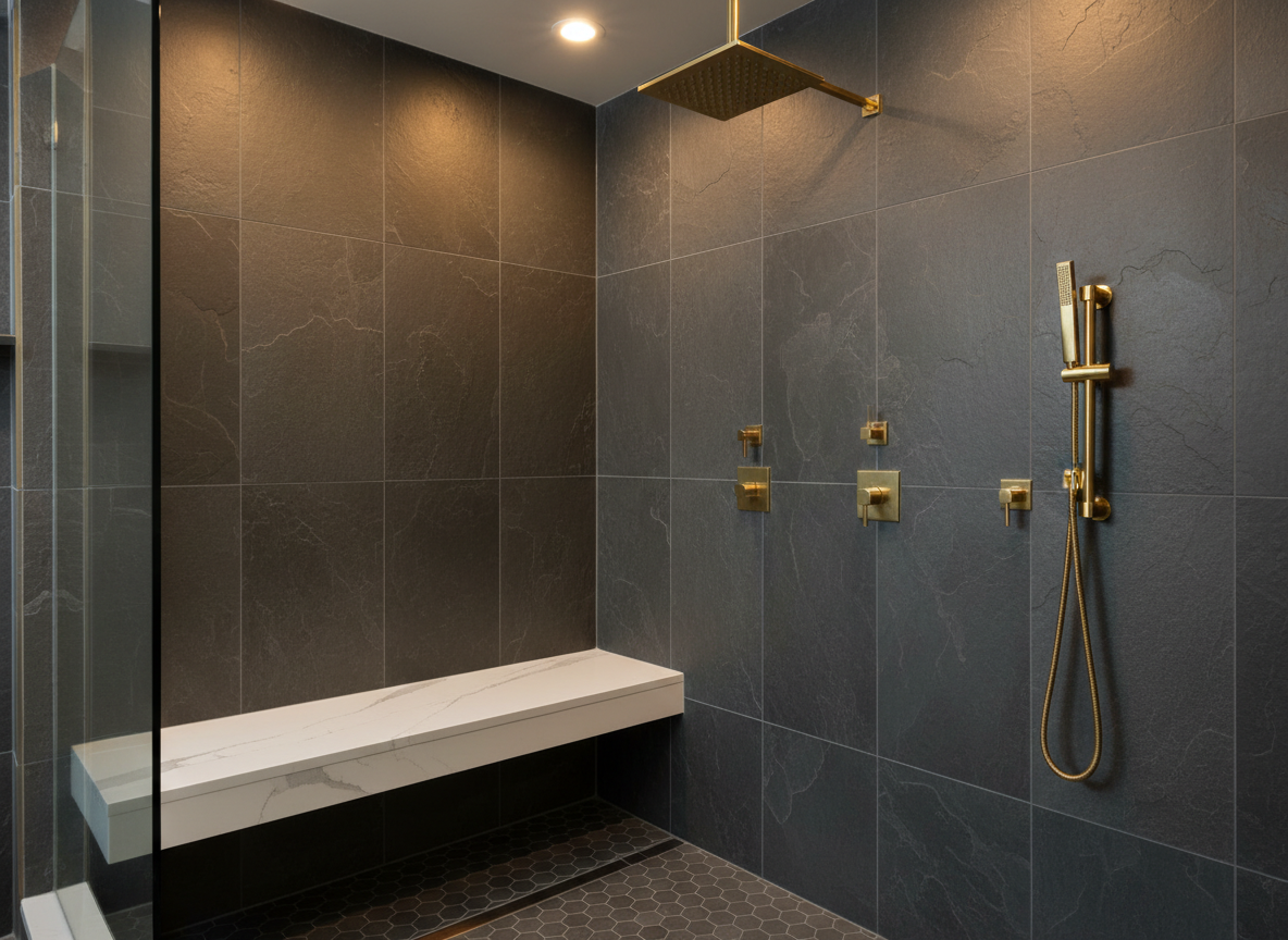 Master bathroom with walk-in shower