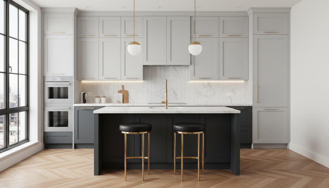 Stylish kitchen with two-toned cabinetry
